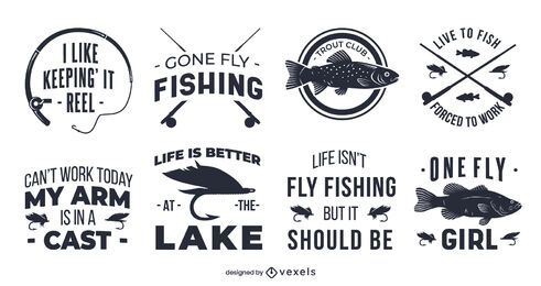 Fly fishing quote badge set