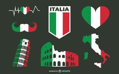 Italien Flaggenelemente Pack