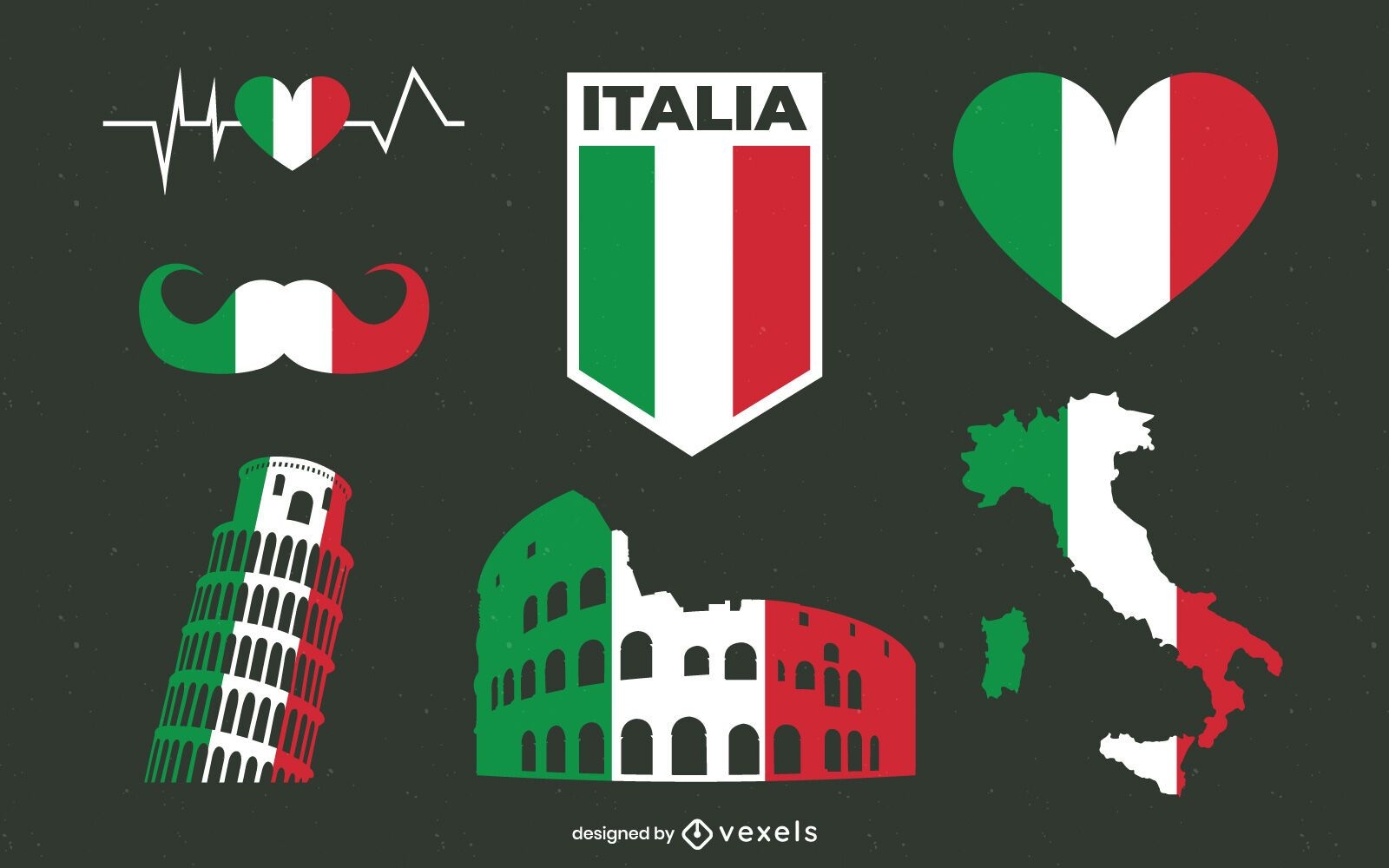 Italy Flag Elements Pack