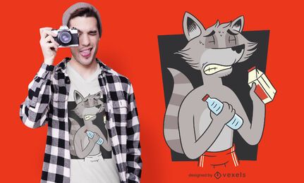 Diseño de camiseta de dieta de mapache. Diseño de camiseta de dieta de mapache.