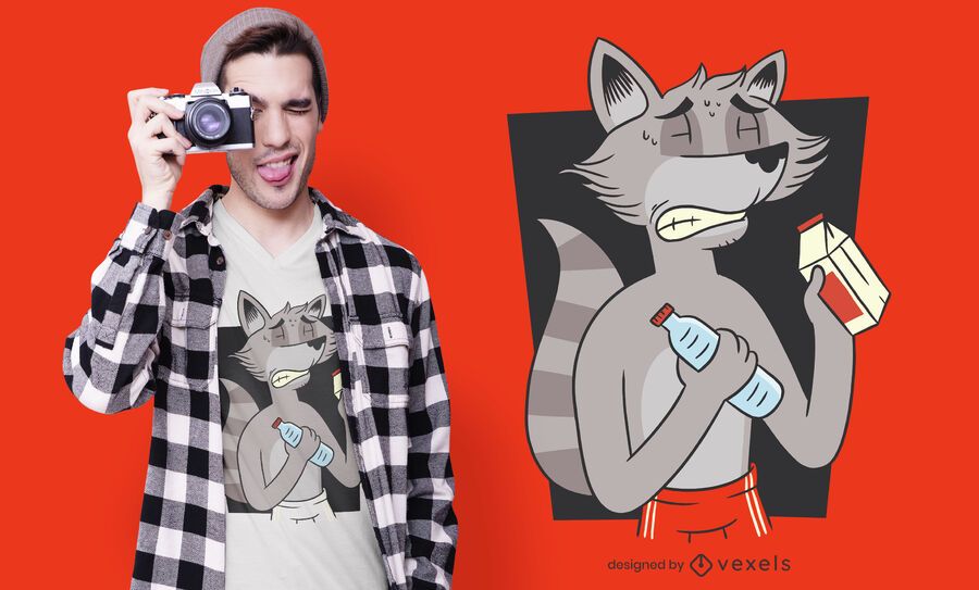 Diseño de camiseta de dieta de mapache. Diseño de camiseta de dieta de mapache.