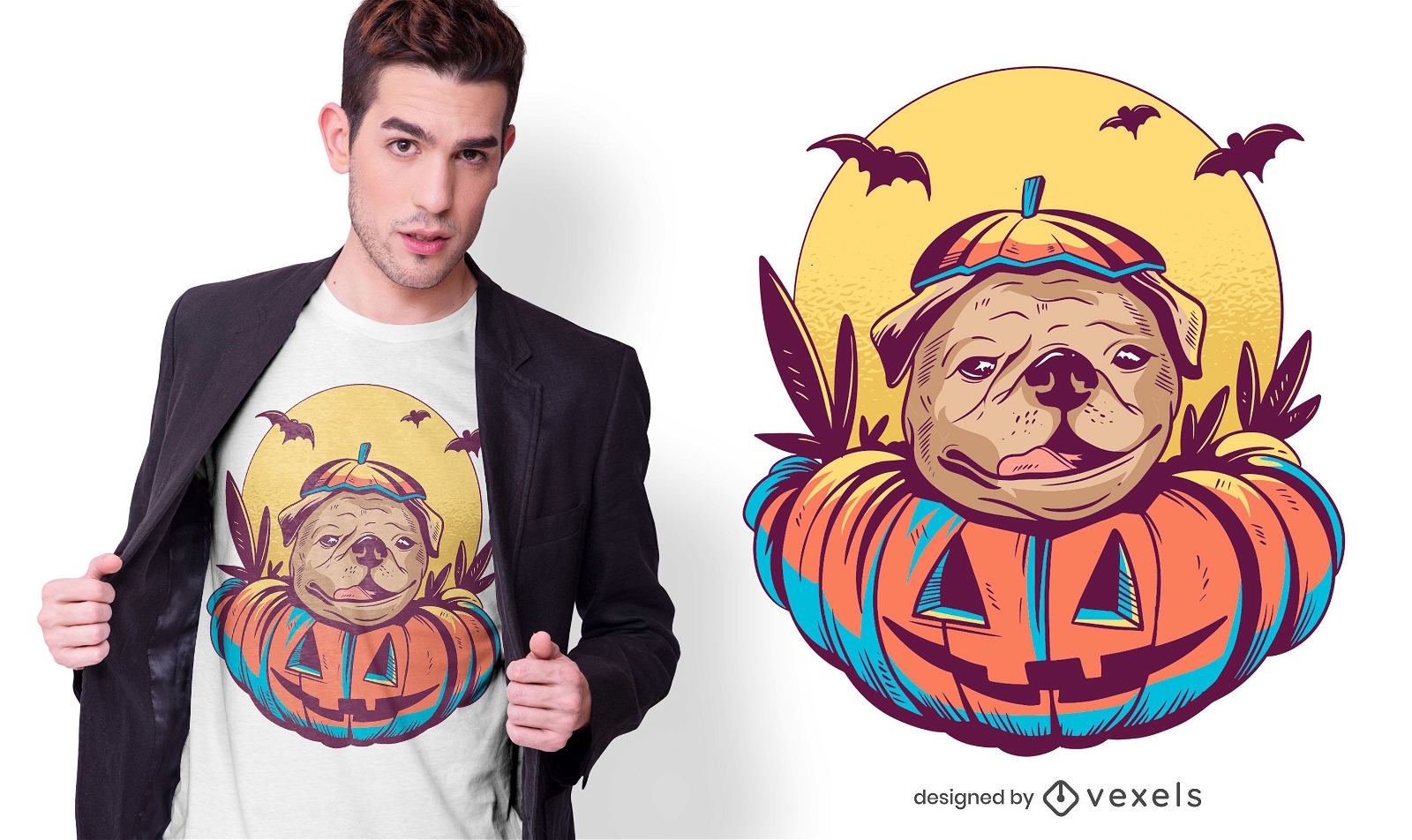 Halloween pug t-shirt design