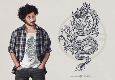 Diseño de camiseta dragón mítico dibujado a mano Diseño de camiseta dragón mítico dibujado a mano
