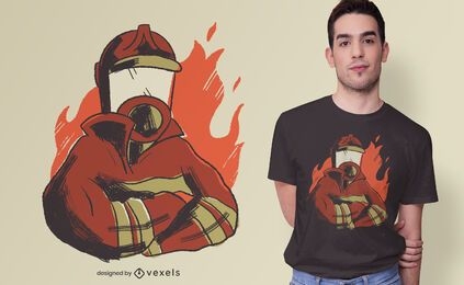 Diseño de camiseta de llamas de bombero