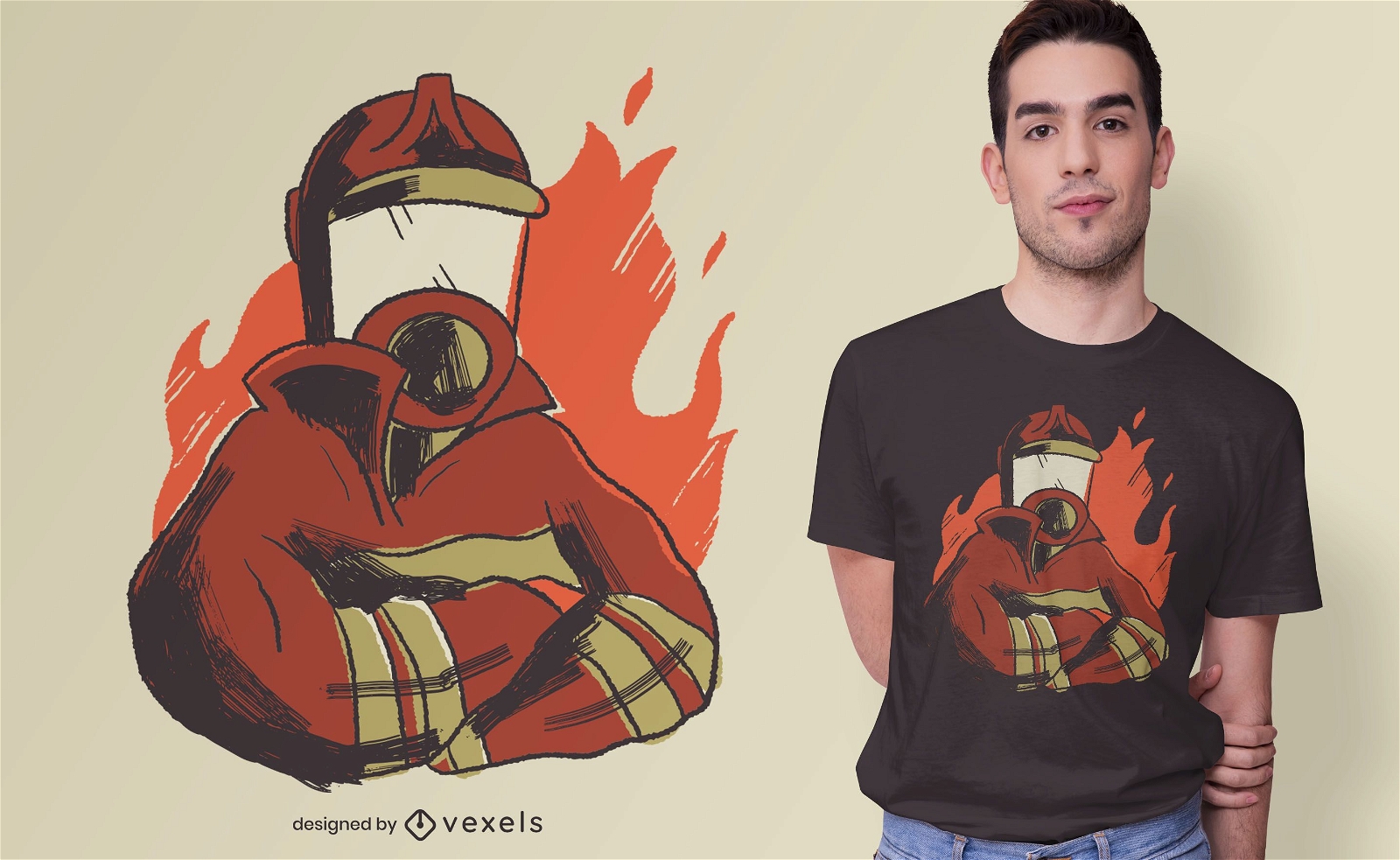 Feuerwehrmann flammt T-Shirt Design
