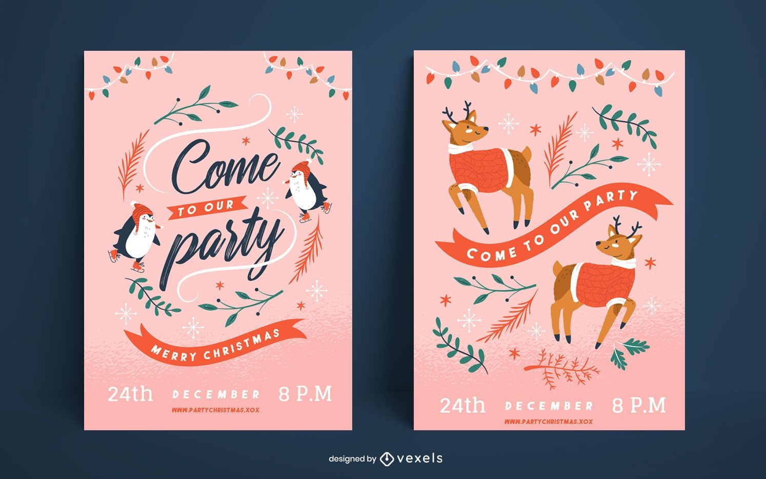 Christmas party cute poster set