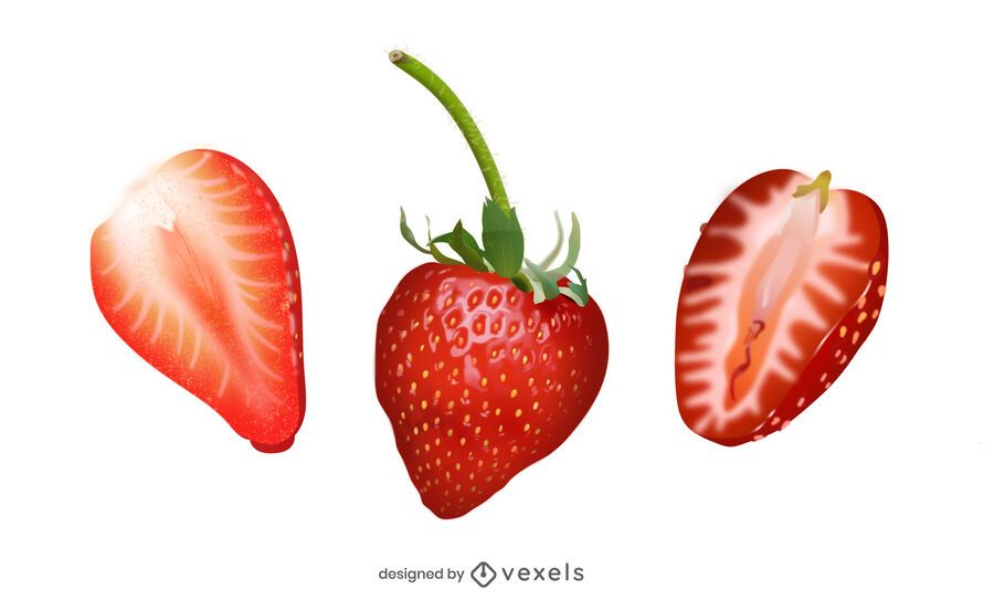 Realistic strawberry illustration set Realistic strawberry illustration set