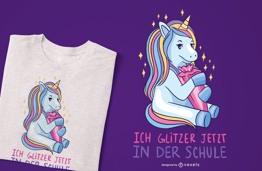 Deutsches EinhornTShirtDesign Der Schule Vektor Download