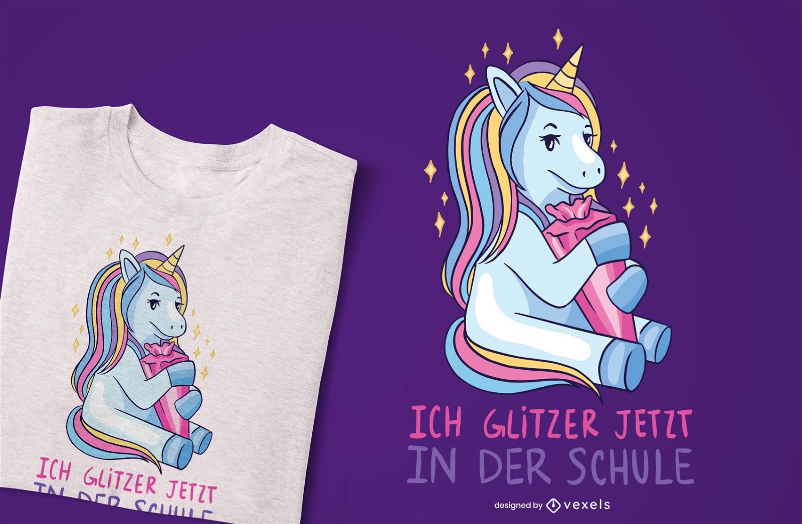 Deutsches Einhorn-T-Shirt-Design der Schule