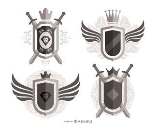Escudos heráldicos ornamentados