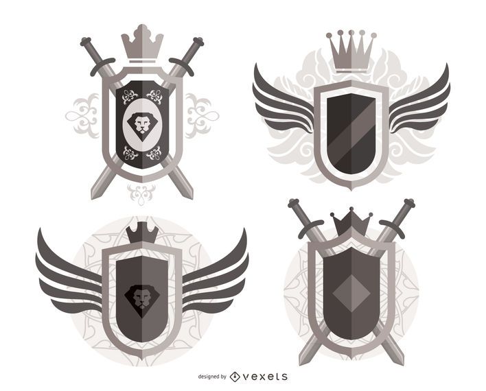 Ornate heraldic shields Ornate heraldic shields