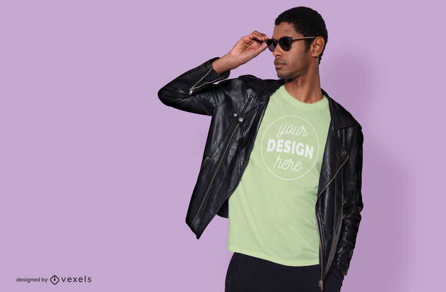 Maqueta de camiseta Cool Shades modelo masculino Maqueta de camiseta Cool Shades modelo masculino