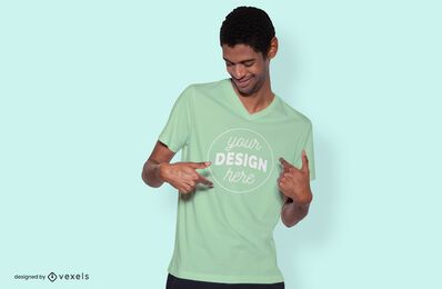 Male Model Pointing T-shirt Mockup PSD Editable Template