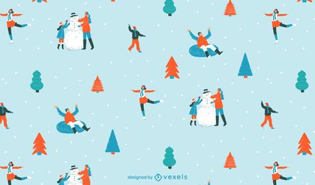 Christmas ice skating pattern design