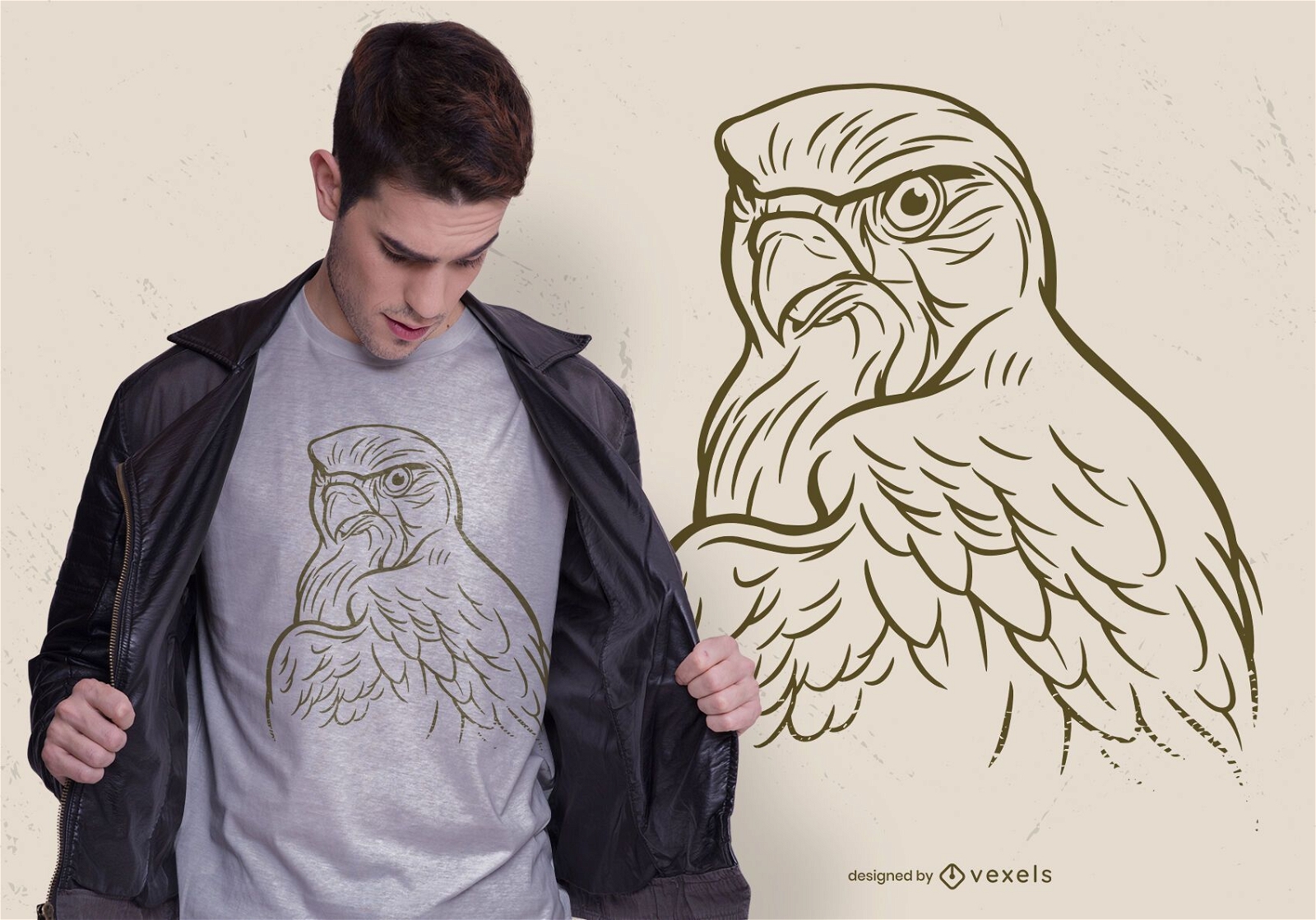 Diseño de camiseta águila dibujada a mano