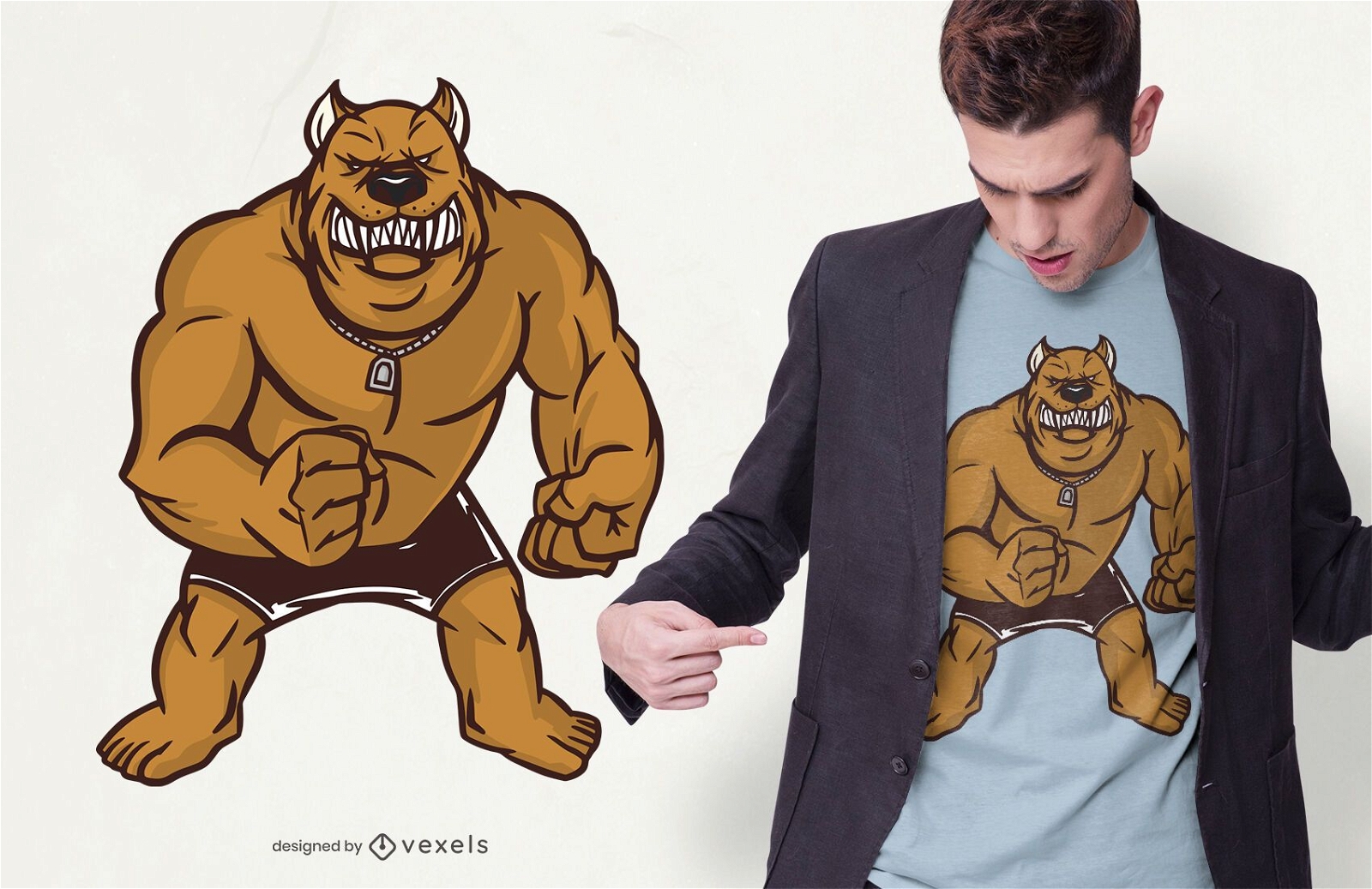 Angry strong pitbull t-shirt design