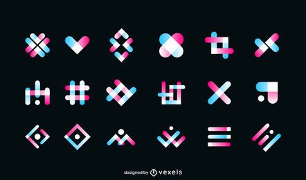 Geometrischer Farbverlauf Logo-Set Geometrischer Farbverlauf Logo-Set