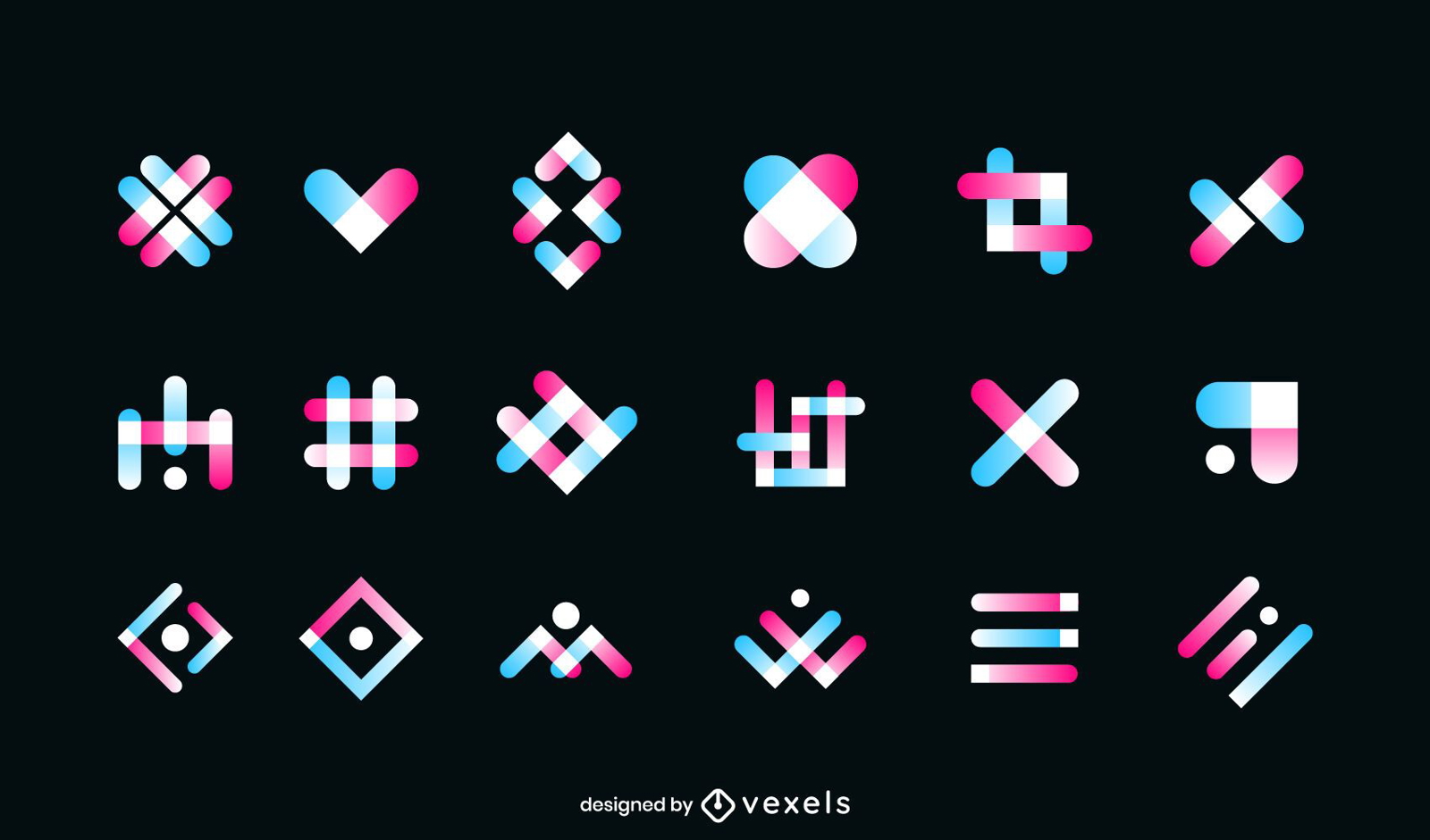 Conjunto de logotipo de gradiente geométrico