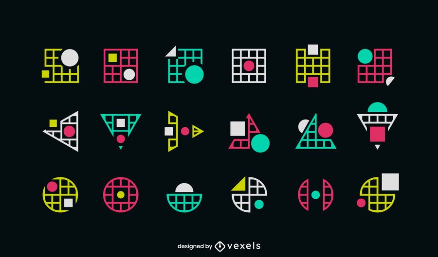 Geometric shapes logo set Geometric shapes logo set