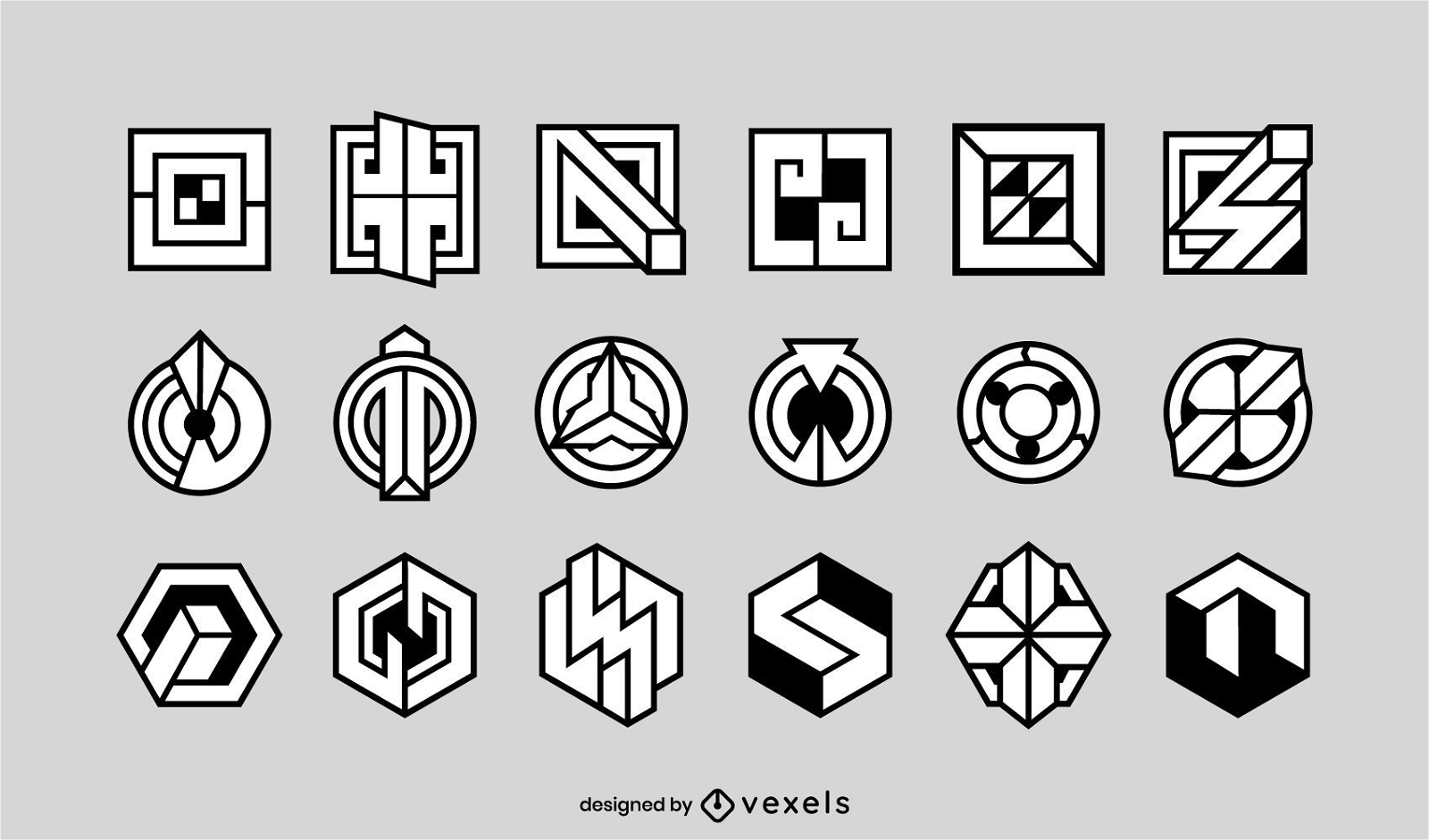 Conjunto de logotipos de formas geom?tricas
