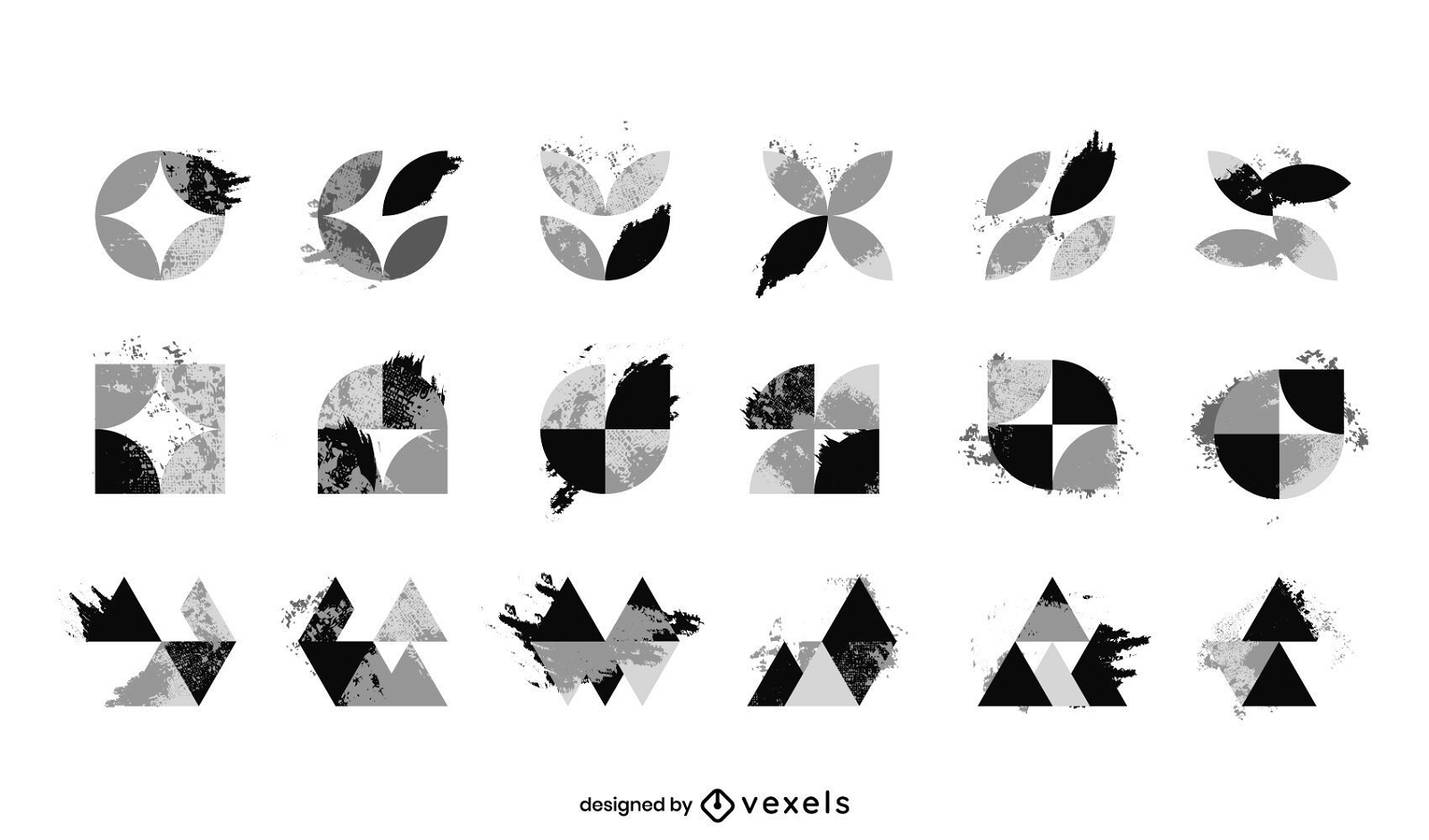 Black and white abstract logo set