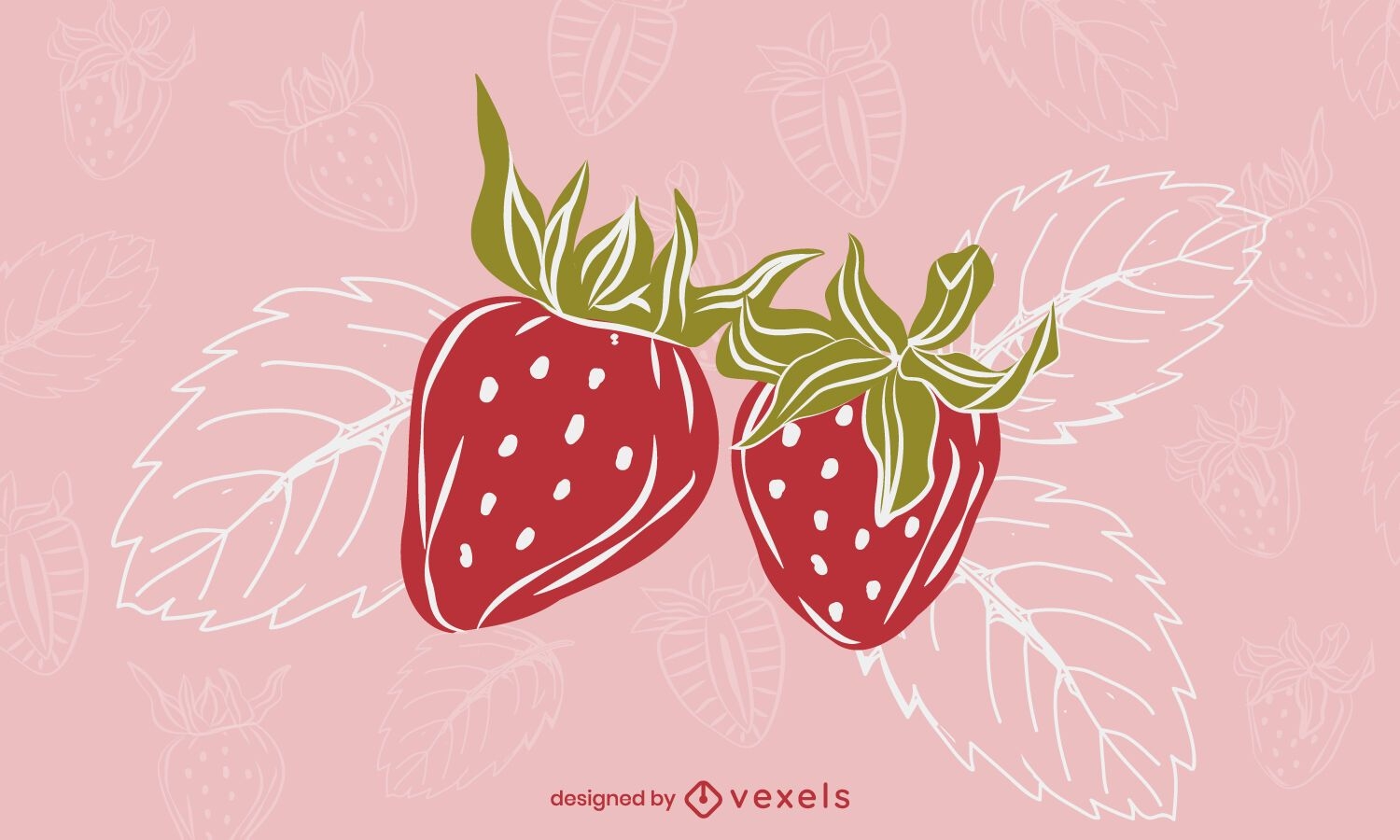 Erdbeer verlässt Illustrationsdesign