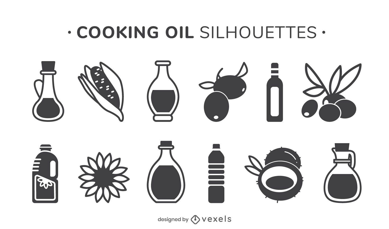 Cooking oil silhouette set
