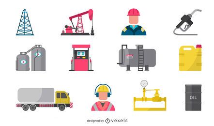 Conjunto de elementos planos de la industria petrolera Conjunto de elementos planos de la industria petrolera