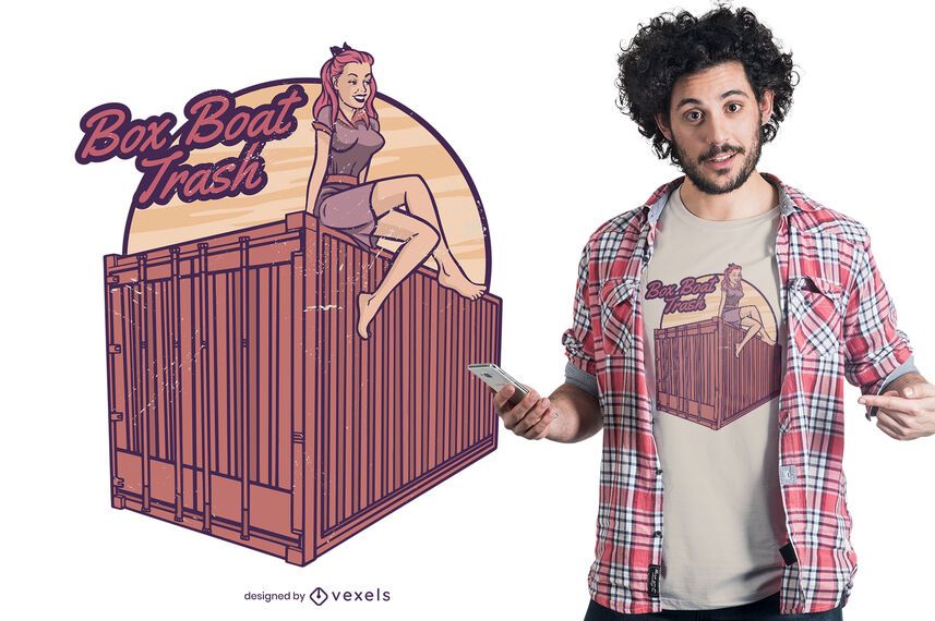 Pin-up girl container t-shirt design Pin-up girl container t-shirt design