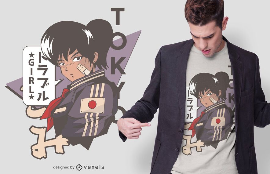 Trouble girl tokyo t-shirt design Trouble girl tokyo t-shirt design