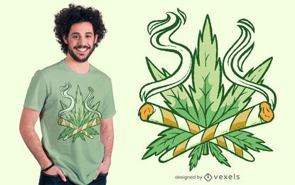 Hemp Leaf Cross Joint T-shirt Design