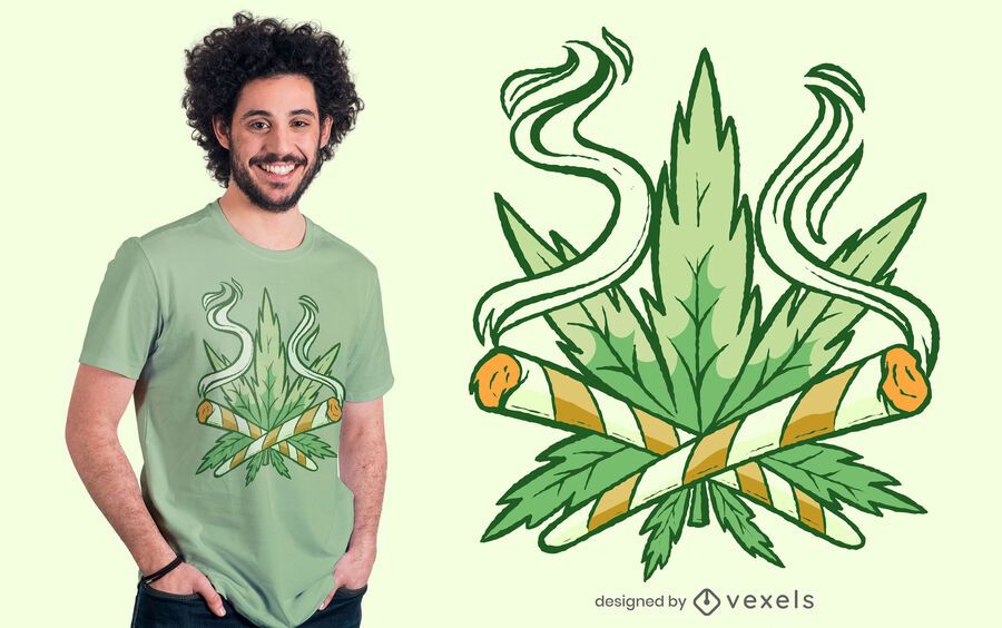 Diseño de camiseta con junta cruzada de hoja de cáñamo Diseño de camiseta con junta cruzada de hoja de cáñamo