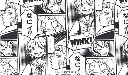 Manga Girls Pattern Design
