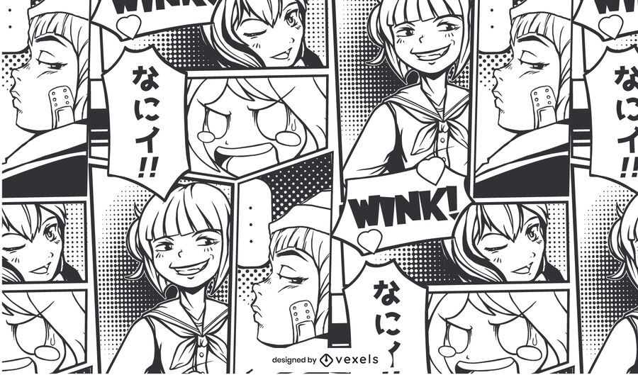 Manga Girls Pattern Design Manga Girls Pattern Design
