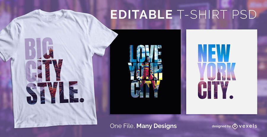 Big City Text T-shirt Design PSD Big City Text T-shirt Design PSD