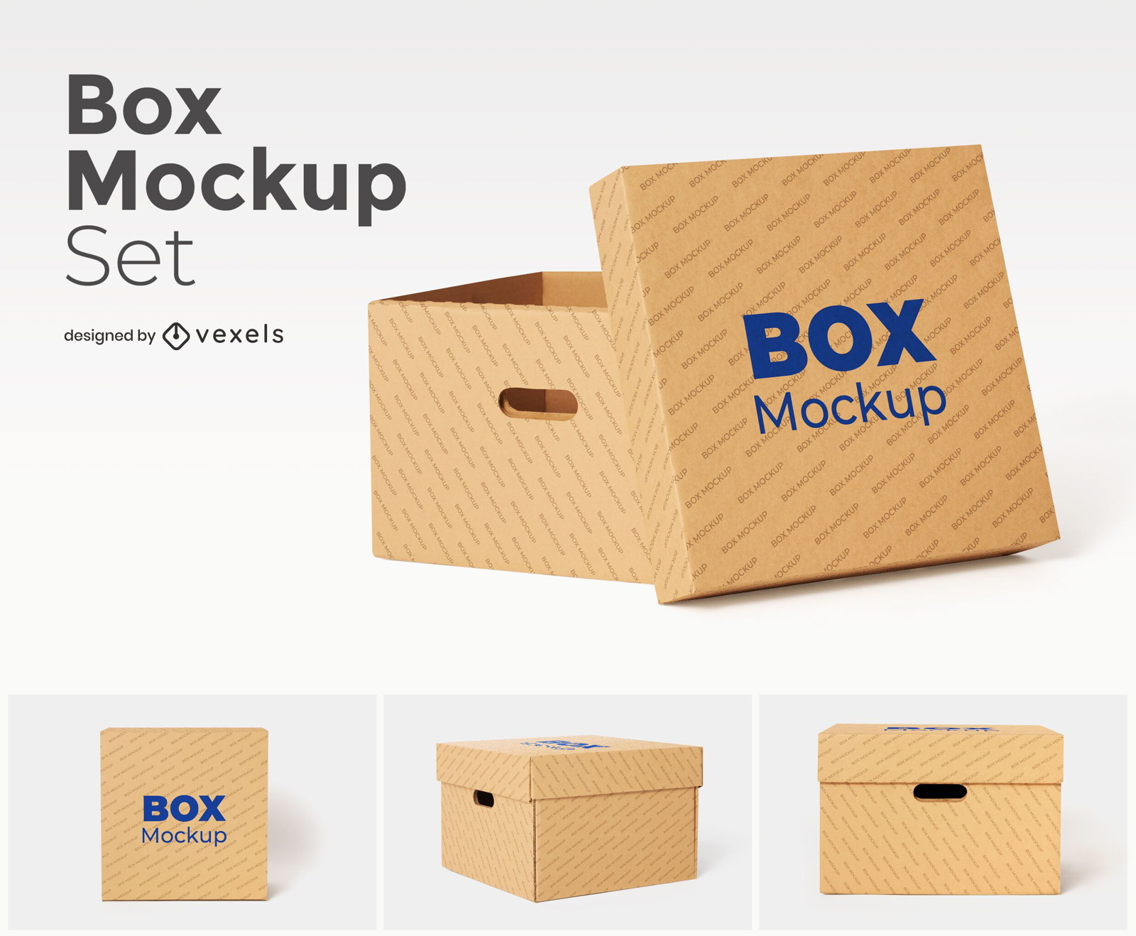 Cardboard box with handle mockup set