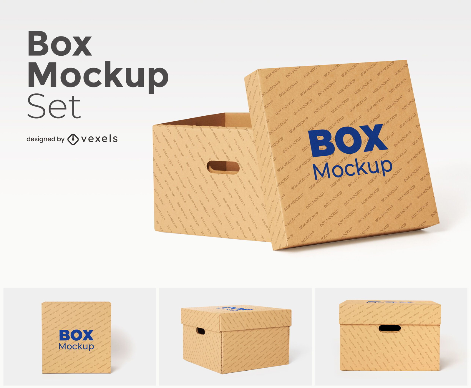 Download Cardboard Box With Handle Mockup Set Psd Mockup Download