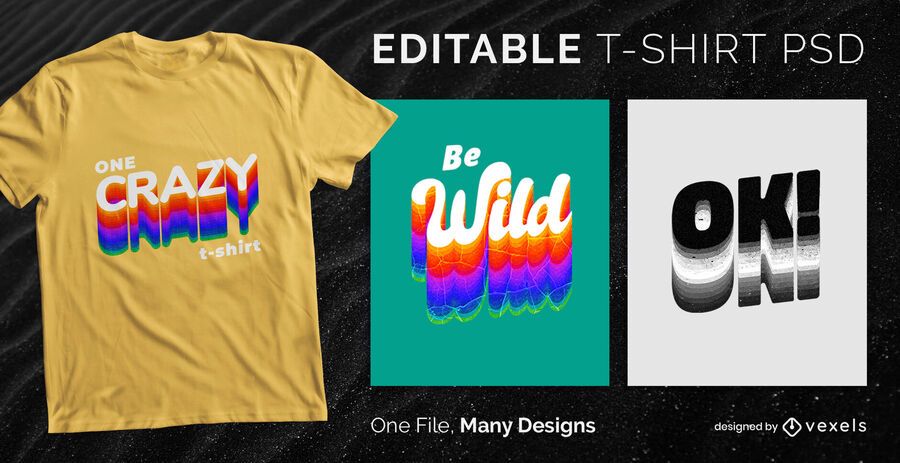 Cor sombra texto t-shirt design PSD Cor sombra texto t-shirt design PSD
