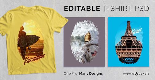 Editable huella digital escalable camiseta PSD Editable huella digital escalable camiseta PSD