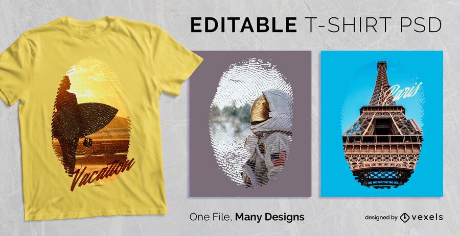 Camiseta editable escalable de huellas dactilares PSD Camiseta editable escalable de huellas dactilares PSD