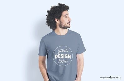 Male Model Side T-shirt Mockup PSD Editable Template