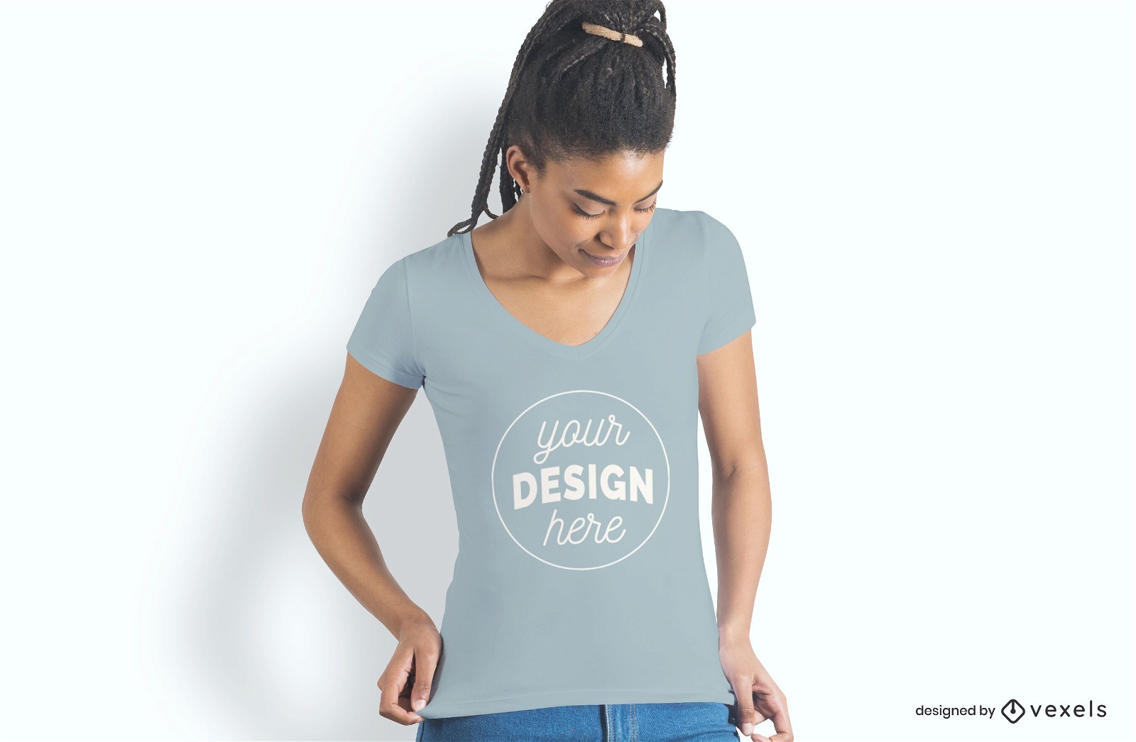 Female model t-shirt mockup design