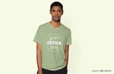 Model Male T-shirt Mockup Design PSD Editable Template