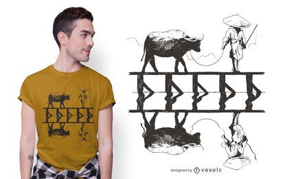 Diseño de camiseta de cosecha de arroz. Diseño de camiseta de cosecha de arroz.