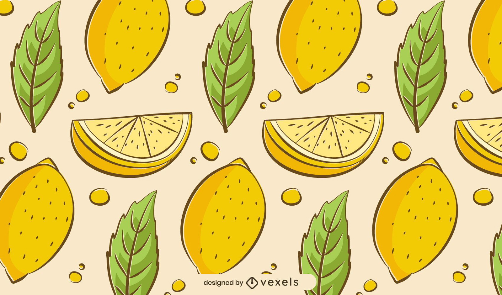 Hand drawn lemons pattern design