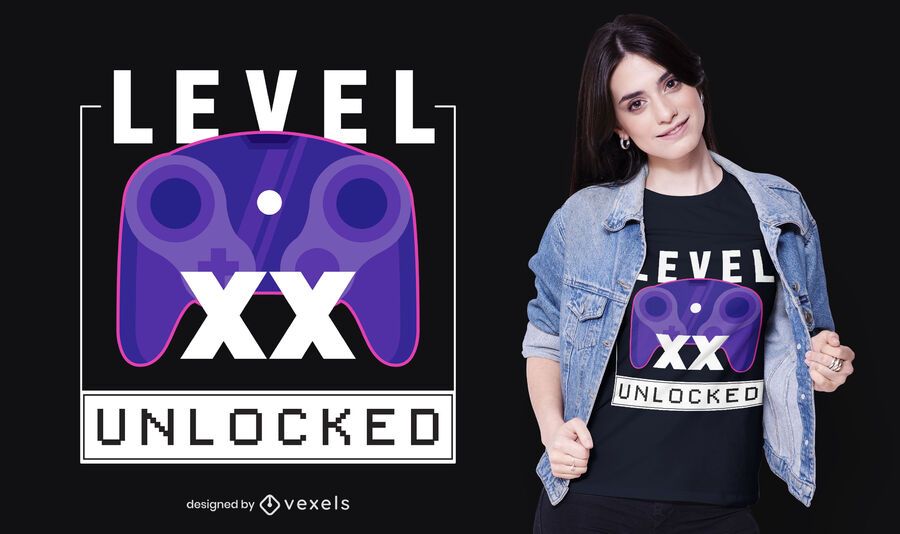 Design de camiseta nível xx desbloqueado Design de camiseta nível xx desbloqueado