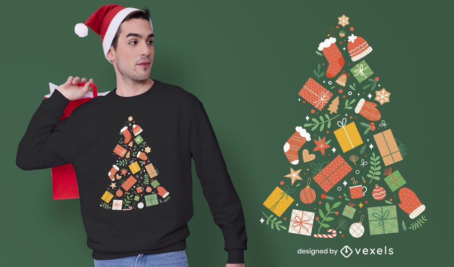 Árvore de Natal com design de camiseta Árvore de Natal com design de camiseta