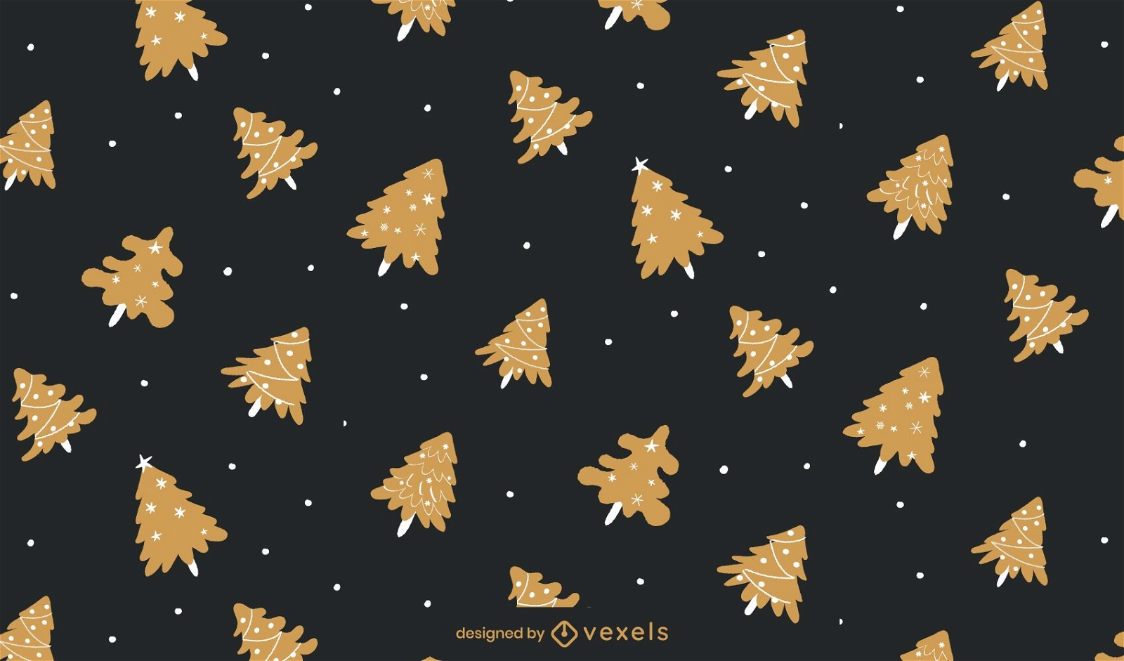 Diseño de patrón de árbol dorado de Navidad