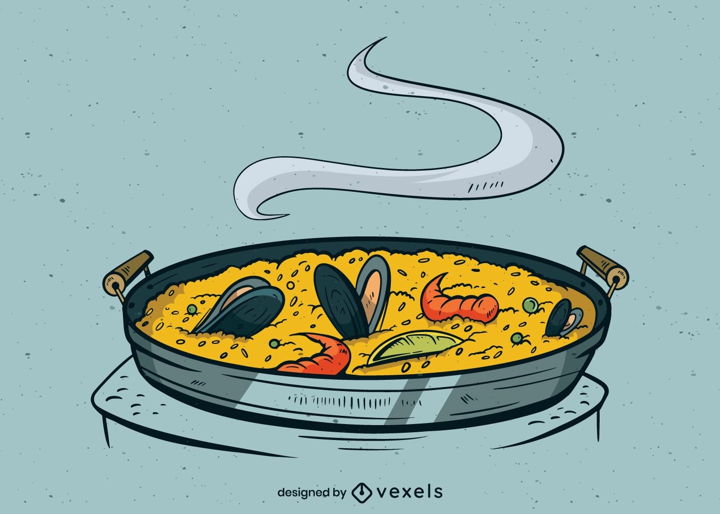 Paella meal illustration design