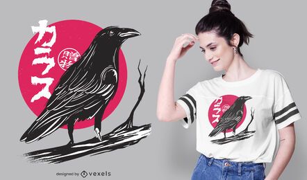 Diseño de camiseta de cuervo de luna roja Diseño de camiseta de cuervo de luna roja